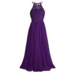 Lace top junior bridesmaid dress-purple (3)