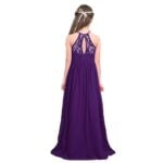 Lace top junior bridesmaid dress-purple (4)