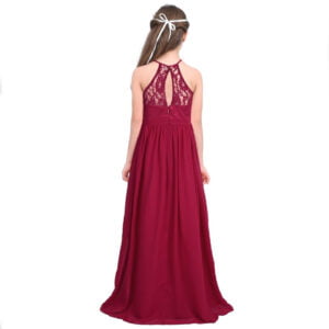 Lace top junior bridesmaid dress-red (2)