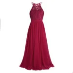 Lace top junior bridesmaid dress-red (3)