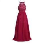 Lace top junior bridesmaid dress-red (4)