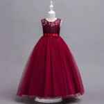 Lace top tulle skirt flower girl dress-burgundy (1).1