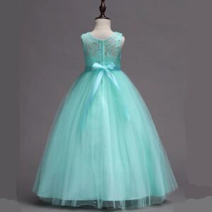 Lace top tulle skirt flower girl dress-green.1