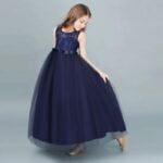 Lace top tulle skirt flower girl dress-navy-blue (2)