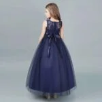 Lace top tulle skirt flower girl dress-navy-blue (3)