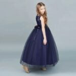 Lace top tulle skirt flower girl dress-navy-blue (5)