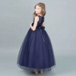 Lace top tulle skirt flower girl dress-navy-blue (6)