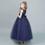 Lace top tulle skirt flower girl dress-navy-blue (6)