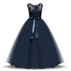 Lace top tulle skirt flower girl dress-navy-blue (7)