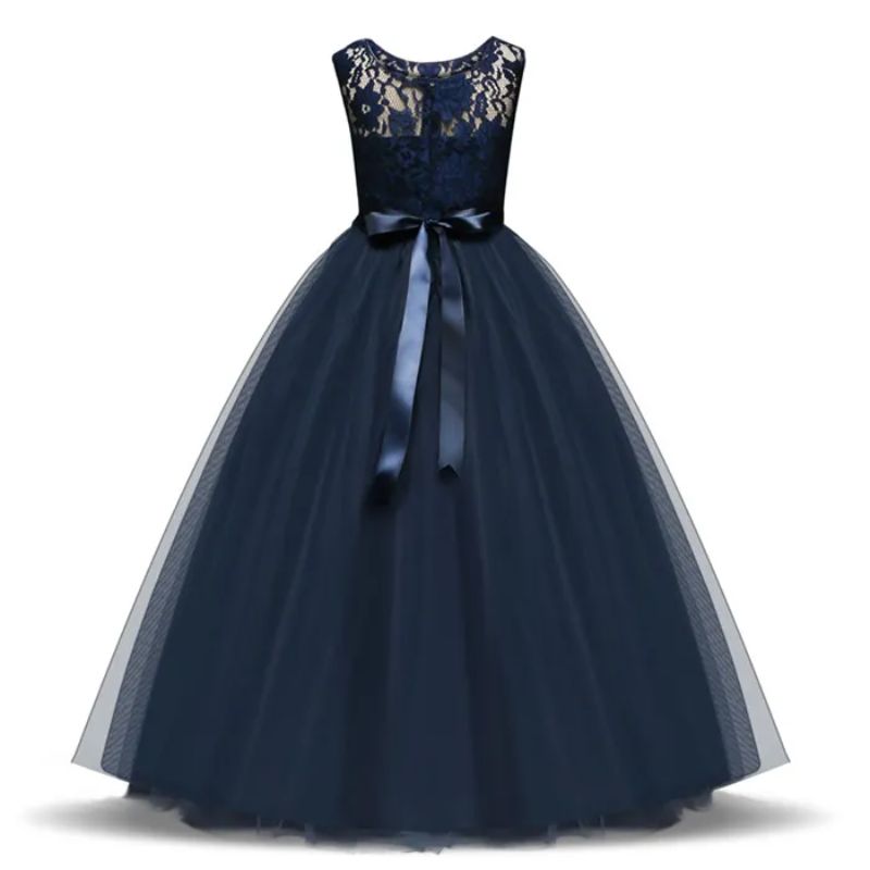 Buy Lace Top Tulle Skirt Flower Girl Dress - Navy - Fabulous