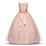 Lace top tulle skirt flower girl dress-pink (2)