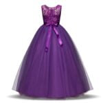 Lace top tulle skirt flower girl dress-purple (2)