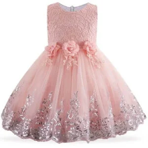 Lace tulle girl party dress-light-pink (5)