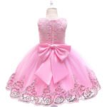 Lace tulle girl party dress-pink (1)