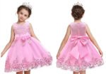 Lace tulle girl party dress-pink (2)