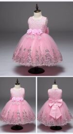 Lace tulle girl party dress-pink (3)