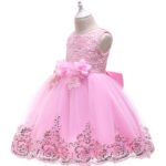 Lace tulle girl party dress-pink (4)