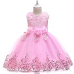 Lace tulle girl party dress-pink (6)