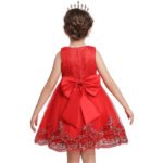 Lace tulle girl party dress-red (1)