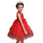 Lace tulle girl party dress-red (2)