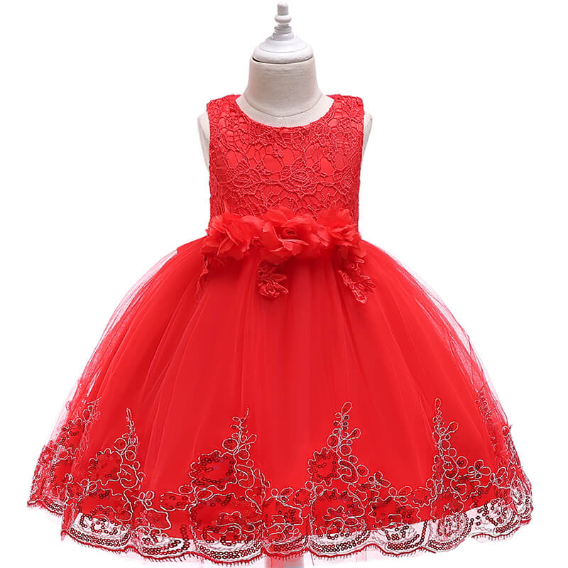 Buy Lace Tulle Girl Party Dress - Red - Fabulous Bargains Galore