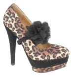 Leopard print ankle high heel platform shoes