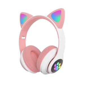 Light up cat ear headphones wireless-pink