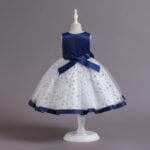 Little girl birthday dress-blue-white (1)