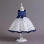 Little girl birthday dress-blue-white (2)