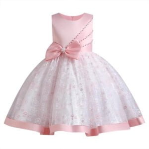 Little girl birthday dress-pink-white 2