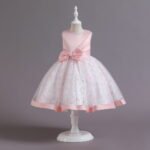 Little girl birthday dress-pink-white (4)