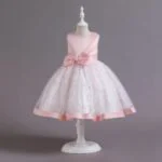 Little girl birthday dress-pink-white (4)