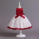 Little girl birthday dress-red-white (1)