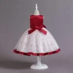 Little girl birthday dress-red-white (1)