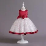 Little girl birthday dress-red-white (2)