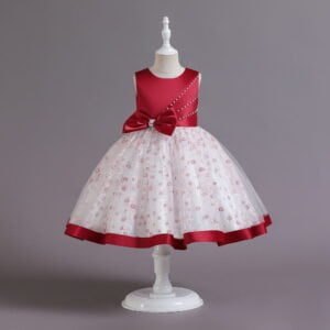 Little girl birthday dress-red-white (2)