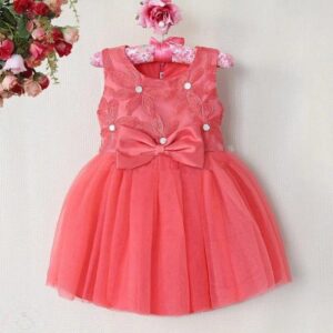 Little girl coral tulle dress