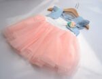 Little girl denim tulle dress-pink (3)