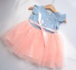 Little girl denim tulle dress-pink (4)