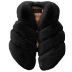 Little girl fur vest jacket-black