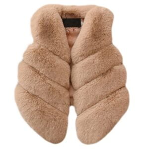 Little girl fur vest jacket-brown (5)