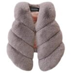 Little girl fur vest jacket-grey (1)