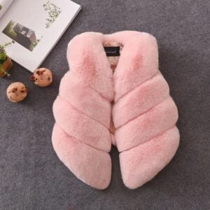 Little girl fur vest jacket-light-pink (1)