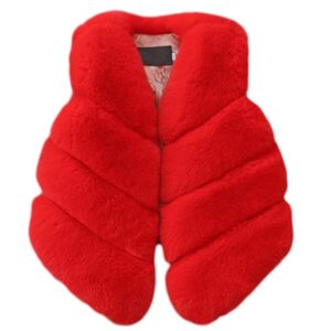 Little girl fur vest jacket-red (3)