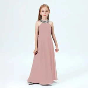 Little girl jr bridesmaid dress-blush-pink
