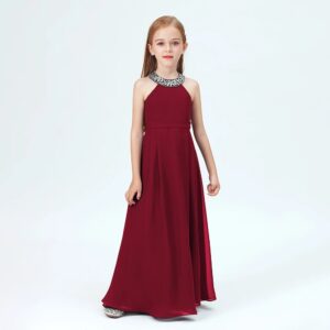 Little girl jr bridesmaid dress-burgundy-red