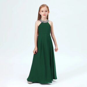 Little girl jr bridesmaid dress-hunter-green