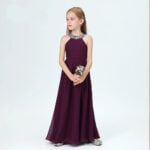 Little girl jr bridesmaid dress-magenta (2)