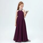 Little girl jr bridesmaid dress-magenta (3)