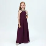 Little girl jr bridesmaid dress-magenta (4)